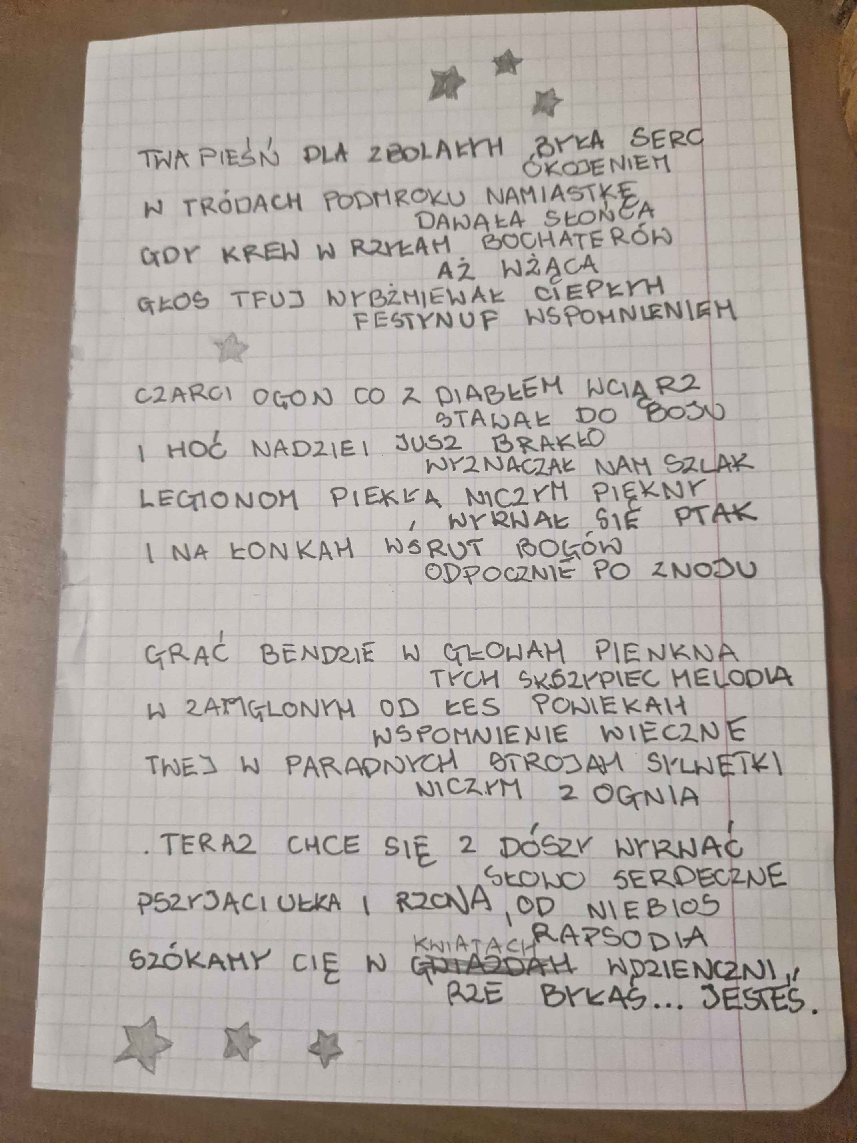 Rękopis pieśni Surfinii Płomyk